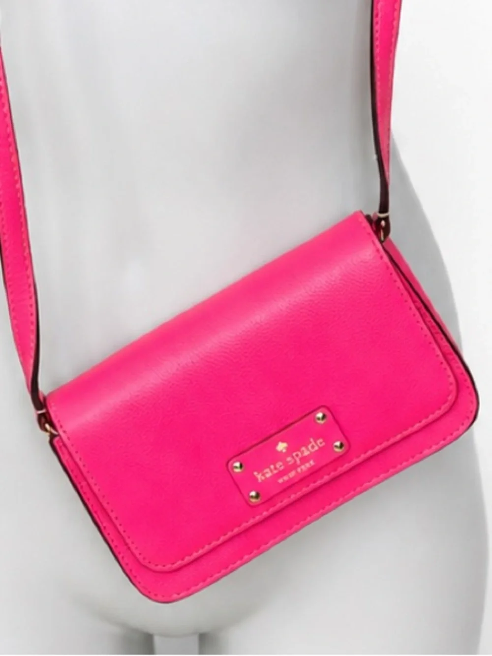 Kate Spade New York Hot Pink Leather Crossbody Wallet Purse